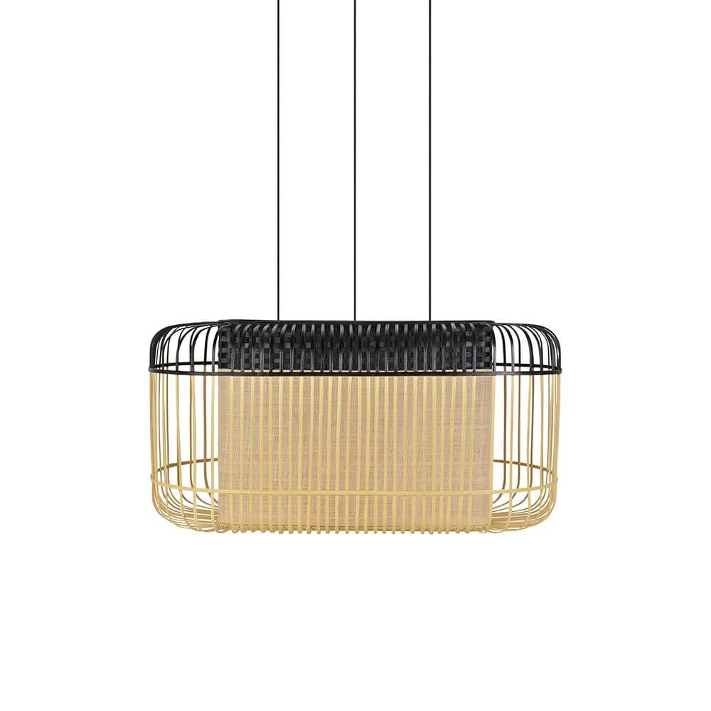 Forestier Esstisch-Hängeleuchte Bamboo Oval mit natürlichem Bambusdesign und modernem Zen-Stil.