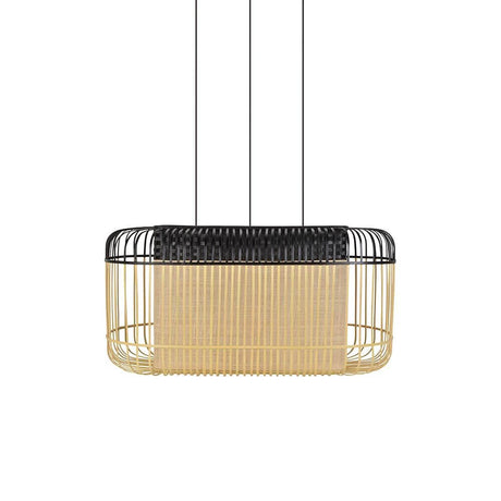 Forestier Esstisch-Hängeleuchte Bamboo Oval mit natürlichem Bambusdesign und modernem Zen-Stil.