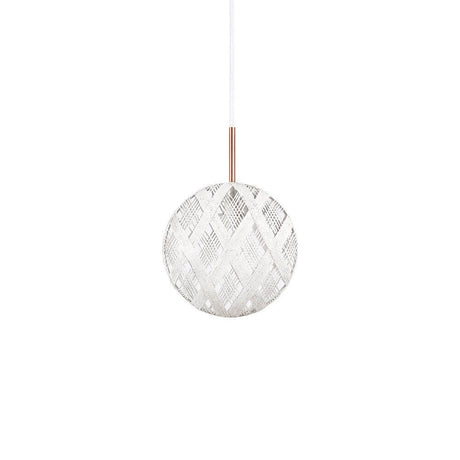 Forestier Chanpen Diamond pendant light in a round shape with a unique design made of Abacá.