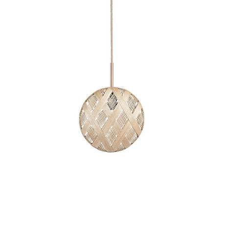 Forestier Chanpen Diamond pendant light with a circular lampshade made of Abacá in a natural design.