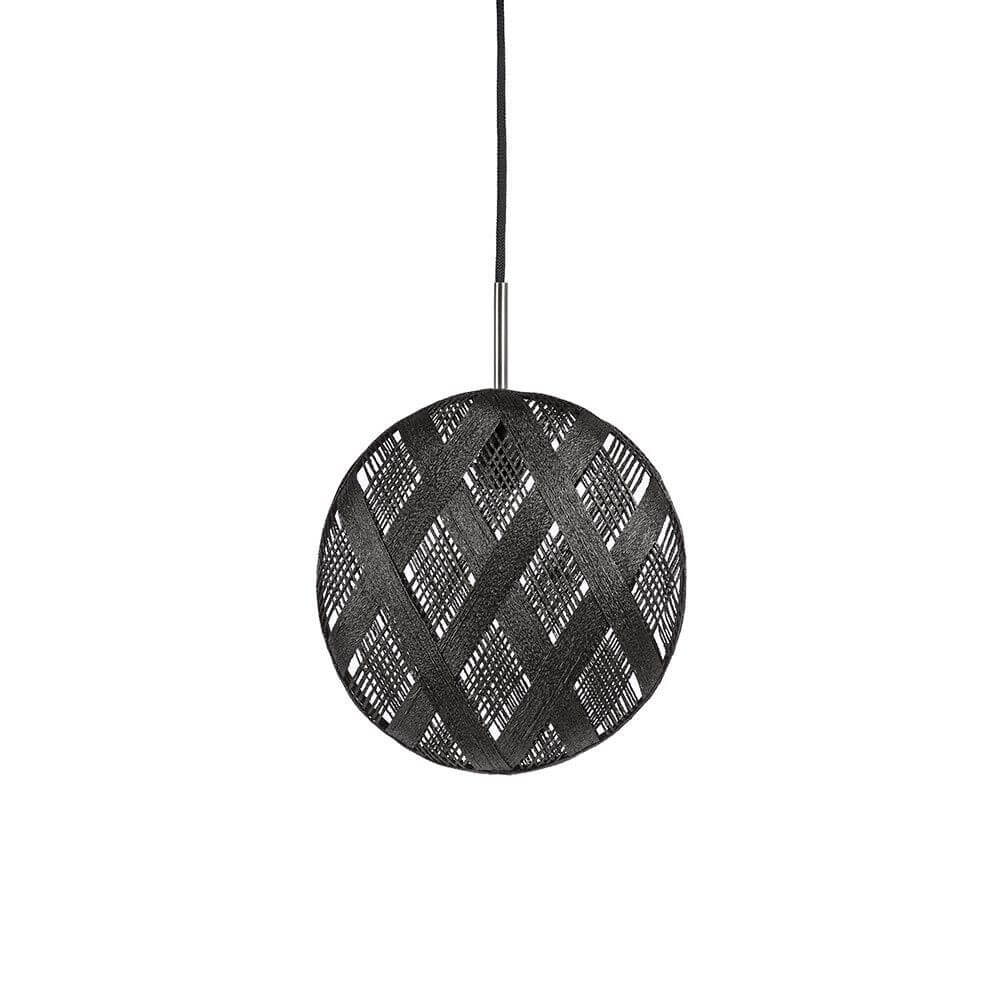 Forestier Hängeleuchte Chanpen Diamond in runder Form mit einem dekorativen, schwarzen Lampenschirm.