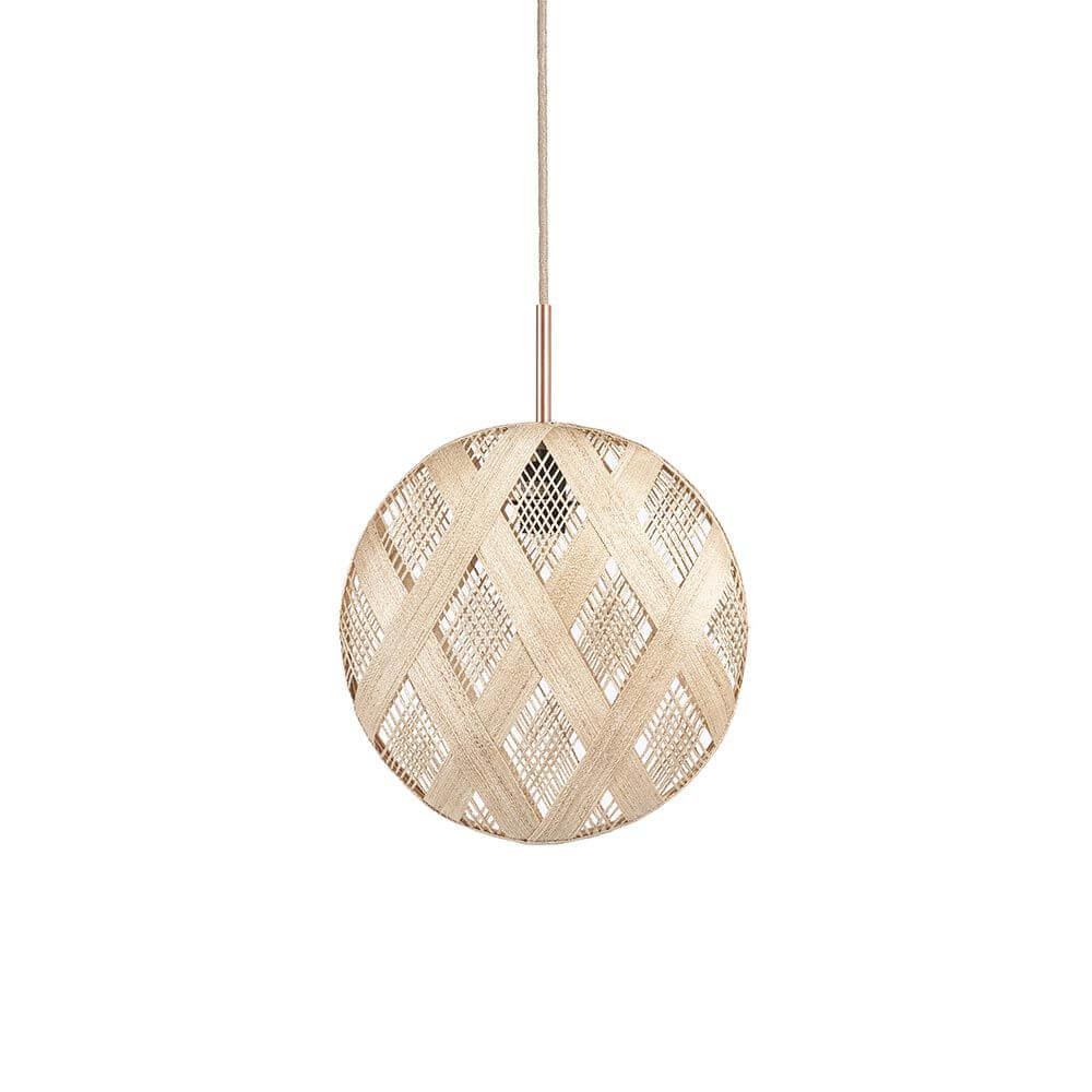 Forestier Hängeleuchte Chanpen Diamond aus Abacá mit kreisrundem Design, das an einen Vollmond erinnert.