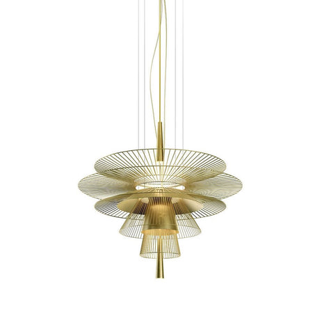 Forestier LED Gravity pendant light Ø 81cm in an elegant design with fine metal struts and a unique lighting effect.