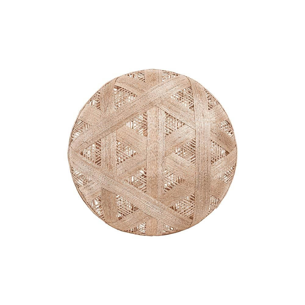 Forestier Lampenschirm Chanpen Hexagonal aus natürlichen Materialien in runder Form.