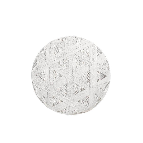 Forestier Lampenschirm Chanpen Hexagonal mit kreisförmigem, gewebtem Muster in hellen Farben.