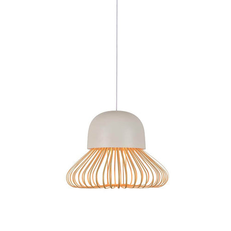 Forestier Pendelleuchte Anemos mit Bambusschirm und Keramikkuppel, designet von Arik Levy.