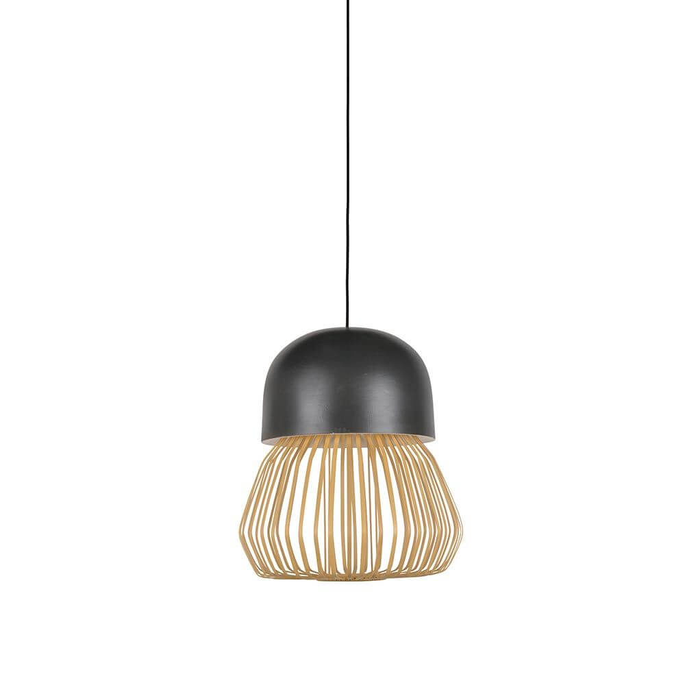 Forestier Pendelleuchte Anemos in modernem Design mit Bambusklinge und Keramikkuppel.