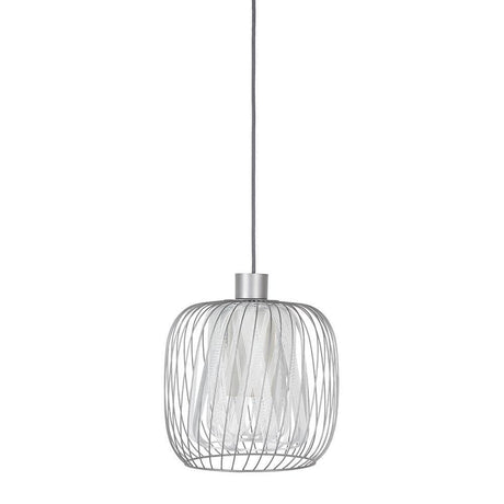 Forestier pendant light Bodyless in a modern design with woven metal and white linen diffuser.