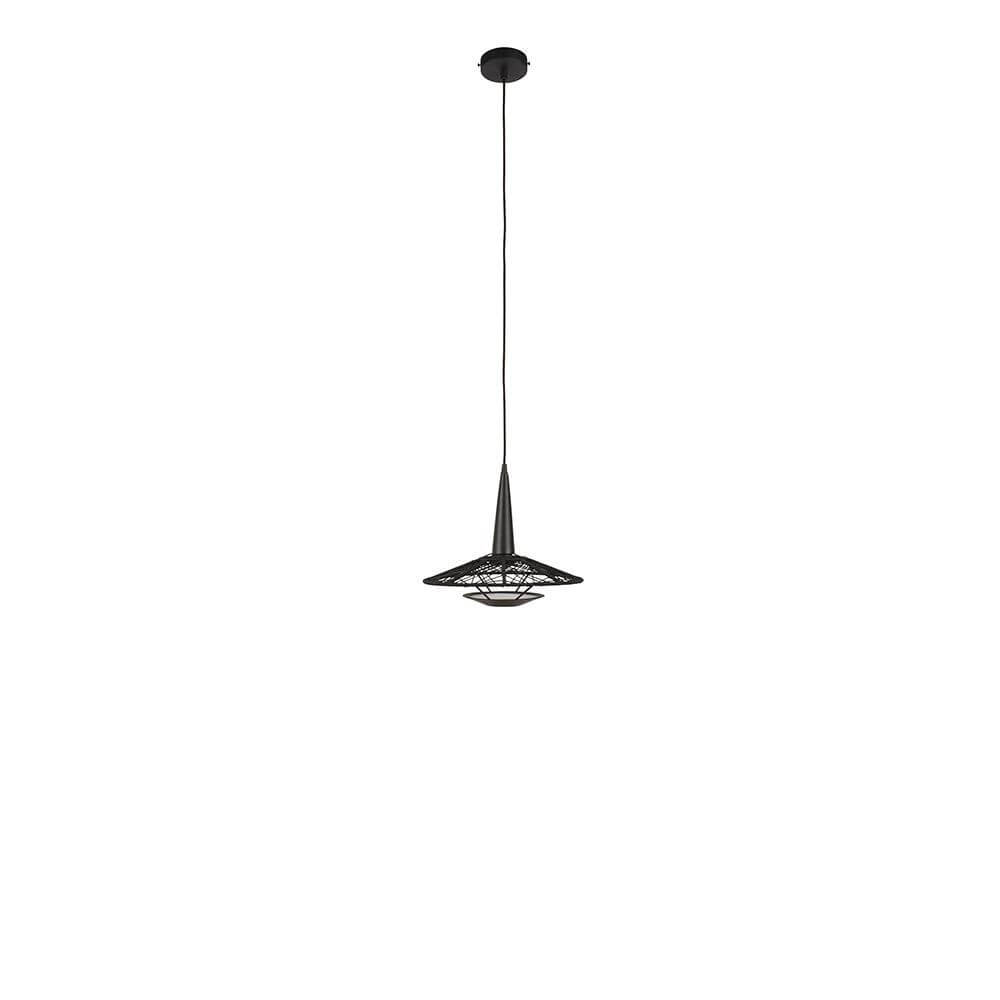 Forestier Pendelleuchte Carpa mit elegantem, halbrundem Schirm und filigranem Geflecht