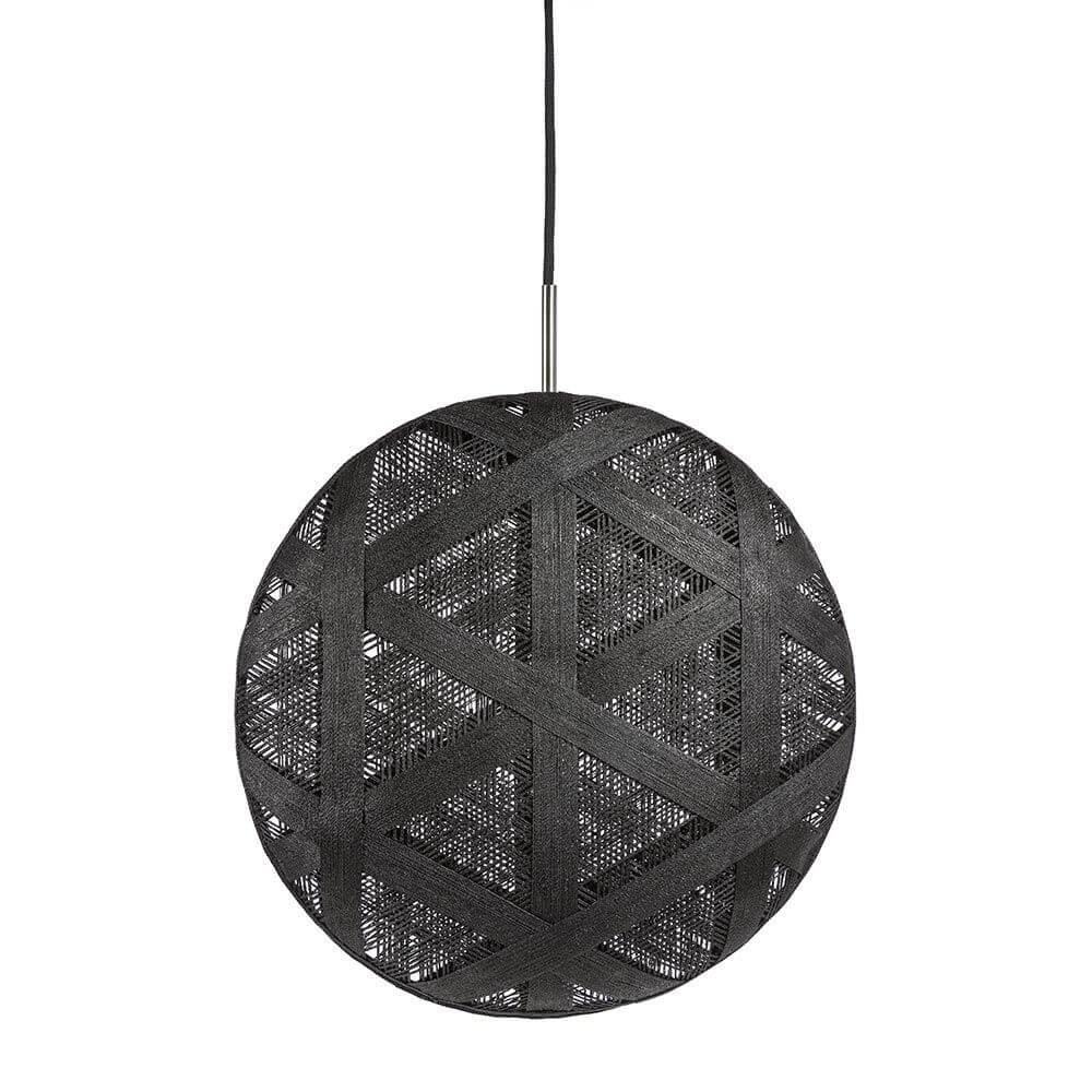 Forestier Pendelleuchte Chanpen Hexagonal im modernen Design mit schwarzer geflochtener Oberfläche.