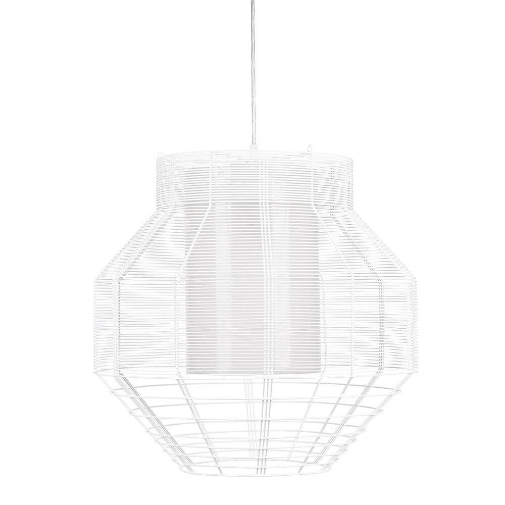 Forestier Pendelleuchte Mesh Ø 48cm in weißer Drahtoptik, moderner und natürlicher Stil