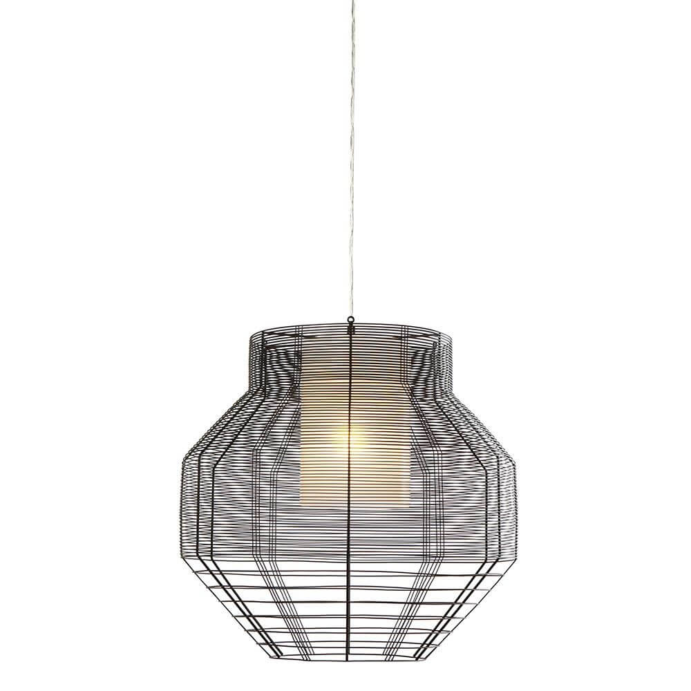 Forestier Pendelleuchte Mesh Ø 48cm in modernem Design mit geflochtener Struktur und natürlichem Kontrast.