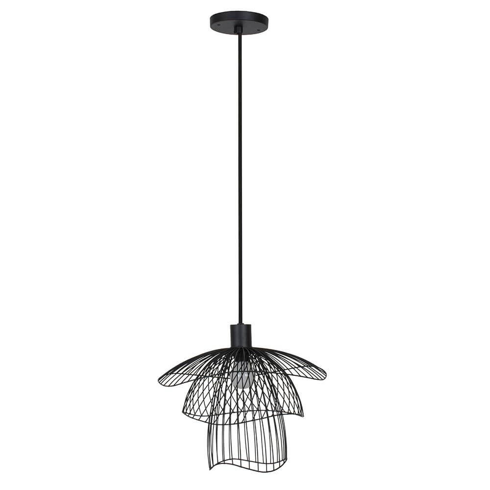 Forestier Pendelleuchte Papillon Ø 30cm in elegantem Schwarz mit dekorativen Metalldrähten.