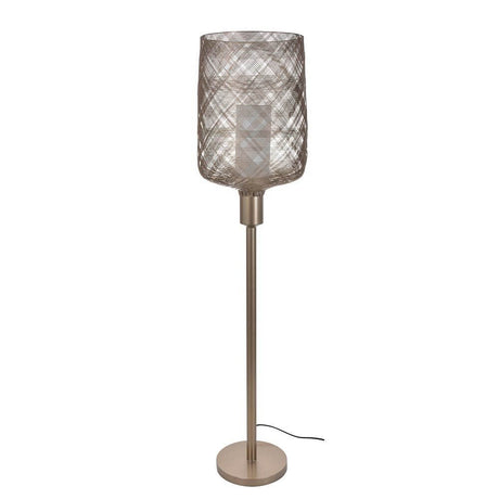Forestier Stehlampe Antenna 160cm mit modernem Design und verwobenen Eisenbändern, ideal für Wohnzimmer und Schlafzimmer.