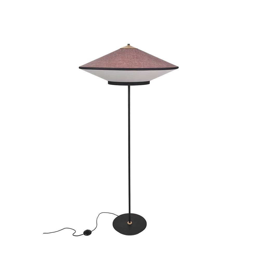 Forestier Stehlampe Cymbal 150cm in modernem Glamour-Stil mit elegantem Velours-Lampenschirm.