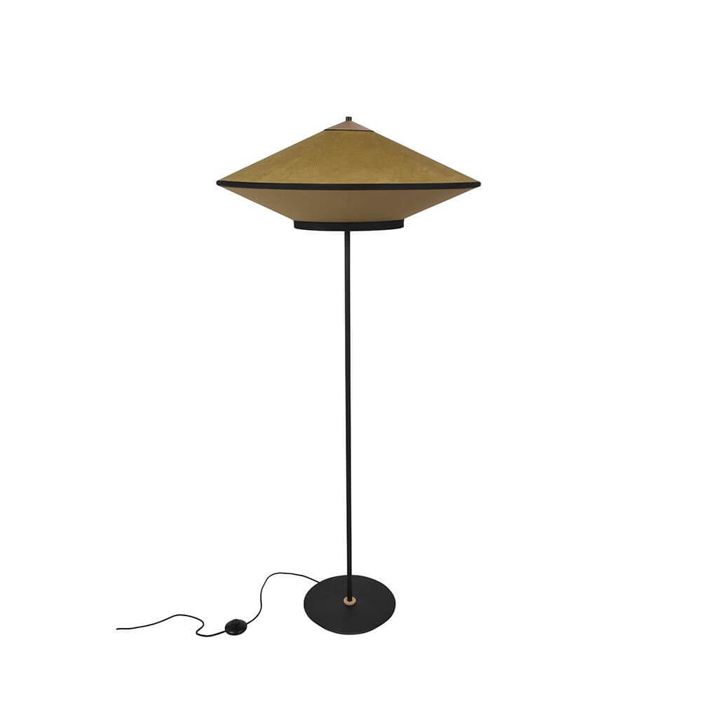 Forestier Stehlampe Cymbal 150cm in glamourösem Design mit Bi-Material-Stoff und luxuriösem Velours.