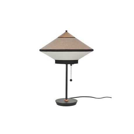 Forestier Tischlampe Cymbal mit Zugkabel auf schwarz-weißer Basis
