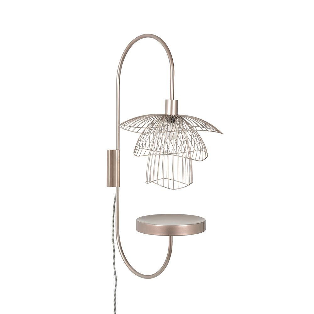 Forestier Wandlampe Papillon 70cm mit Abstelltisch in modernem Design und 50er-Jahre-Stil.