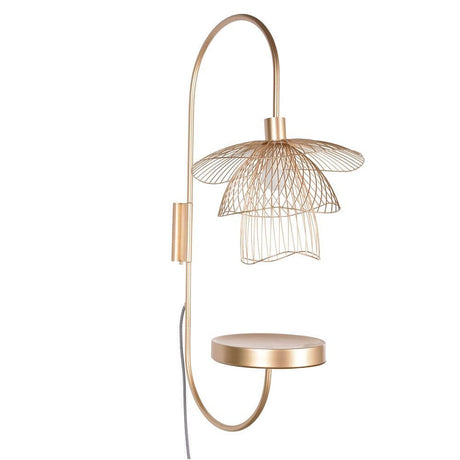 Forestier Papillon wall light 70cm with side table, elegant design with geometric shapes and golden finish.