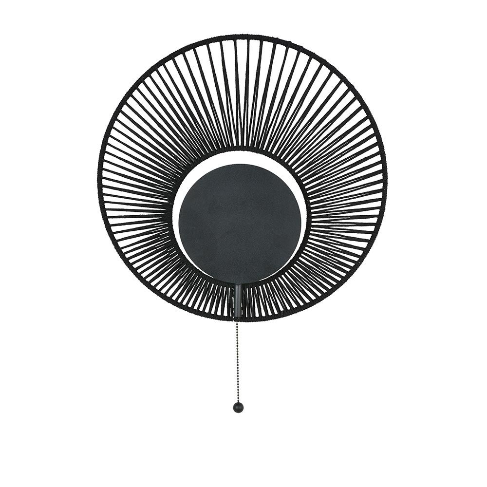 Forestier Wandleuchte Oyster mit Zugkabel in schwarzem Design mit Zugkette, inspiriert von Austern.