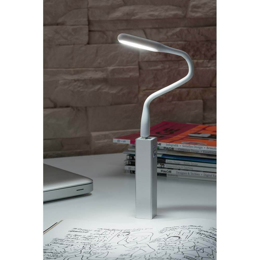Function USB-Leuchte TB Tageslichtweiß 0,5W 5V Weiß auf einem Tisch, ideal für Arbeitsplatzbeleuchtung.