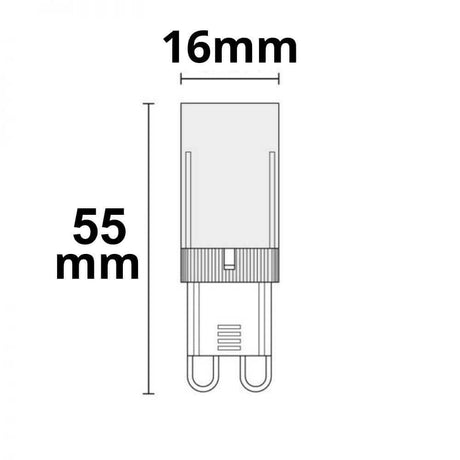 G9 LED Leuchtmittel Neutralweiß 3,5W 410lm mit Abmessungen 55mm x 16mm für präzise Beleuchtungslösungen.