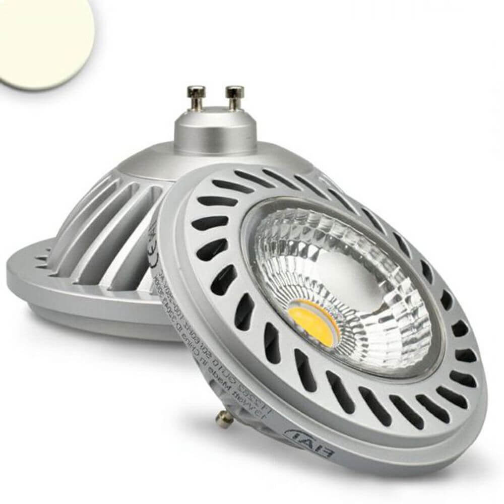 GU10 ES111 HighPower LED Leuchtmittel 75° 1400lm 4200K in silbernem Design, ideal für Beleuchtungslösungen.