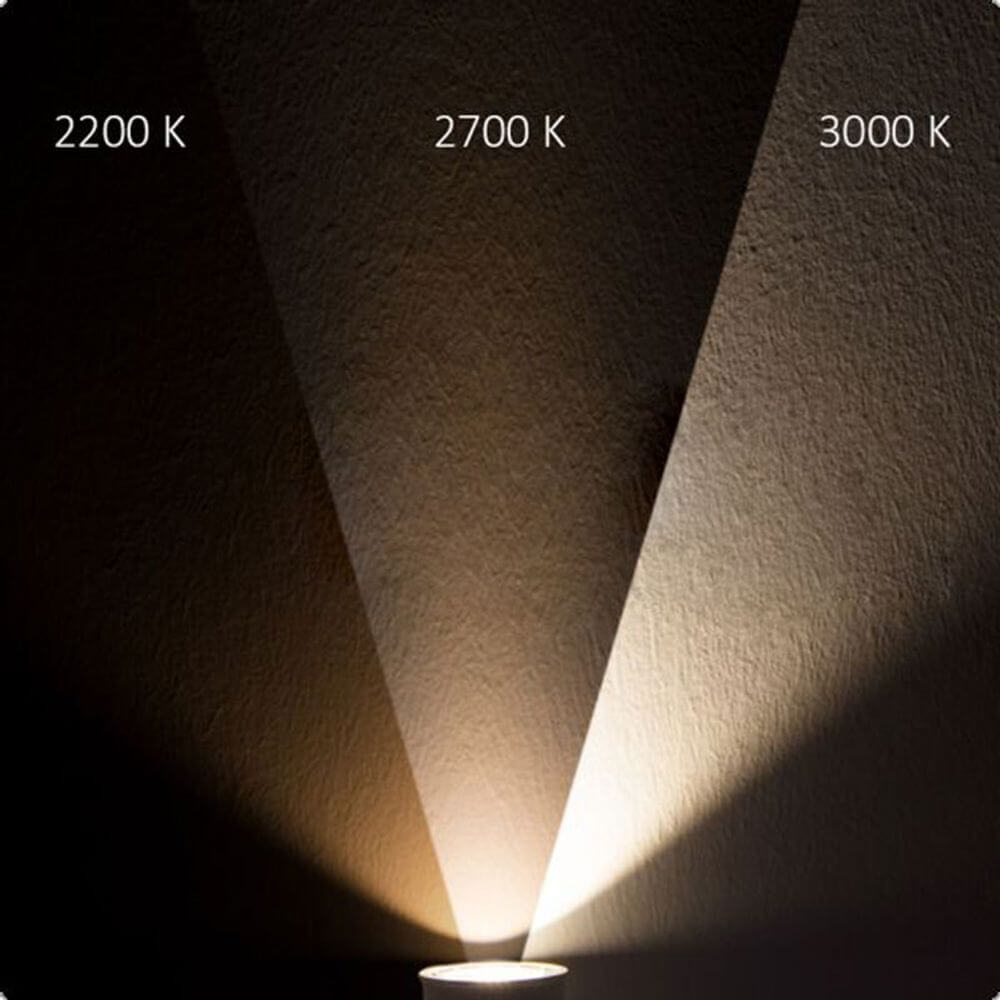 GU10 LED Dim2warm Sunset Warmweiß 2200-3000K 345lm 5W Dimmbar Lichtstrahl bei 2200K, 2700K und 3000K.