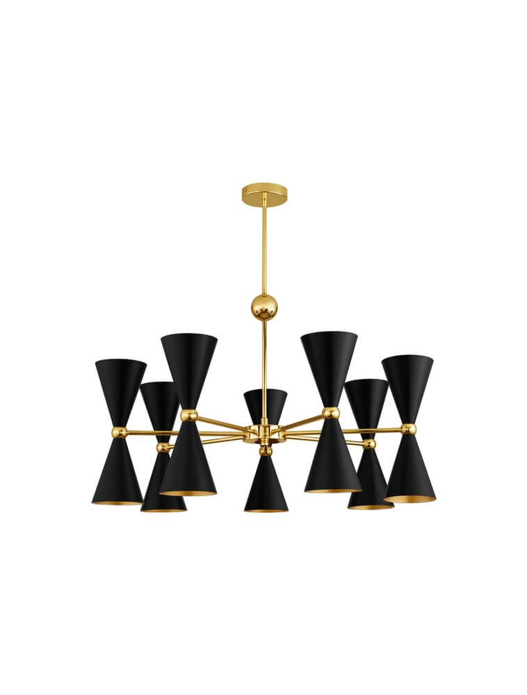Gala Pendelleuchte Gold, Schwarz mit modernem Design und robuster Metallstruktur für verschiedene Räume.