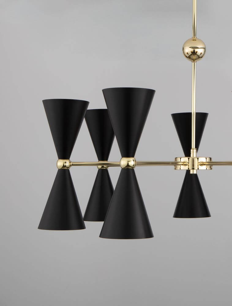 Gala Pendelleuchte Gold, Schwarz mit modernem Design aus Metall für stilvolle Innenräume.