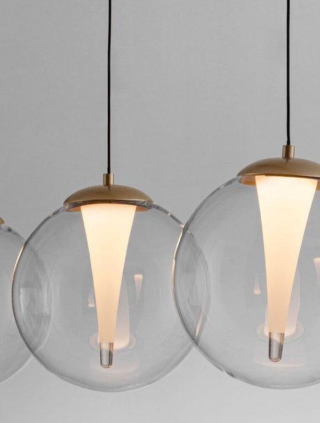 Galeo 4-light pendant light beam 120 cm 3000K gold with elegant glass covers