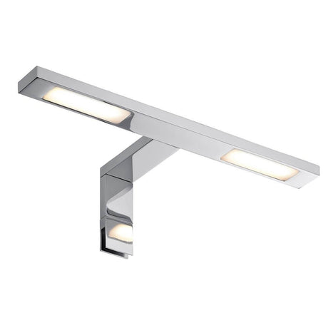 Galeria mirror and cabinet light LED Double Hook 2x3.2W chrome with two LED light bodies in a chrome-plated design.