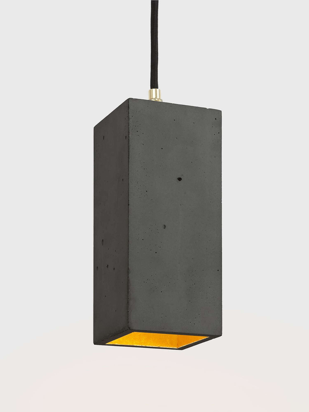 Gantlights B2 Pendelleuchte Rechteckig aus hellem Beton, goldene Innenbeschichtung, moderne Designer-Hängelampe 23x10x10 cm