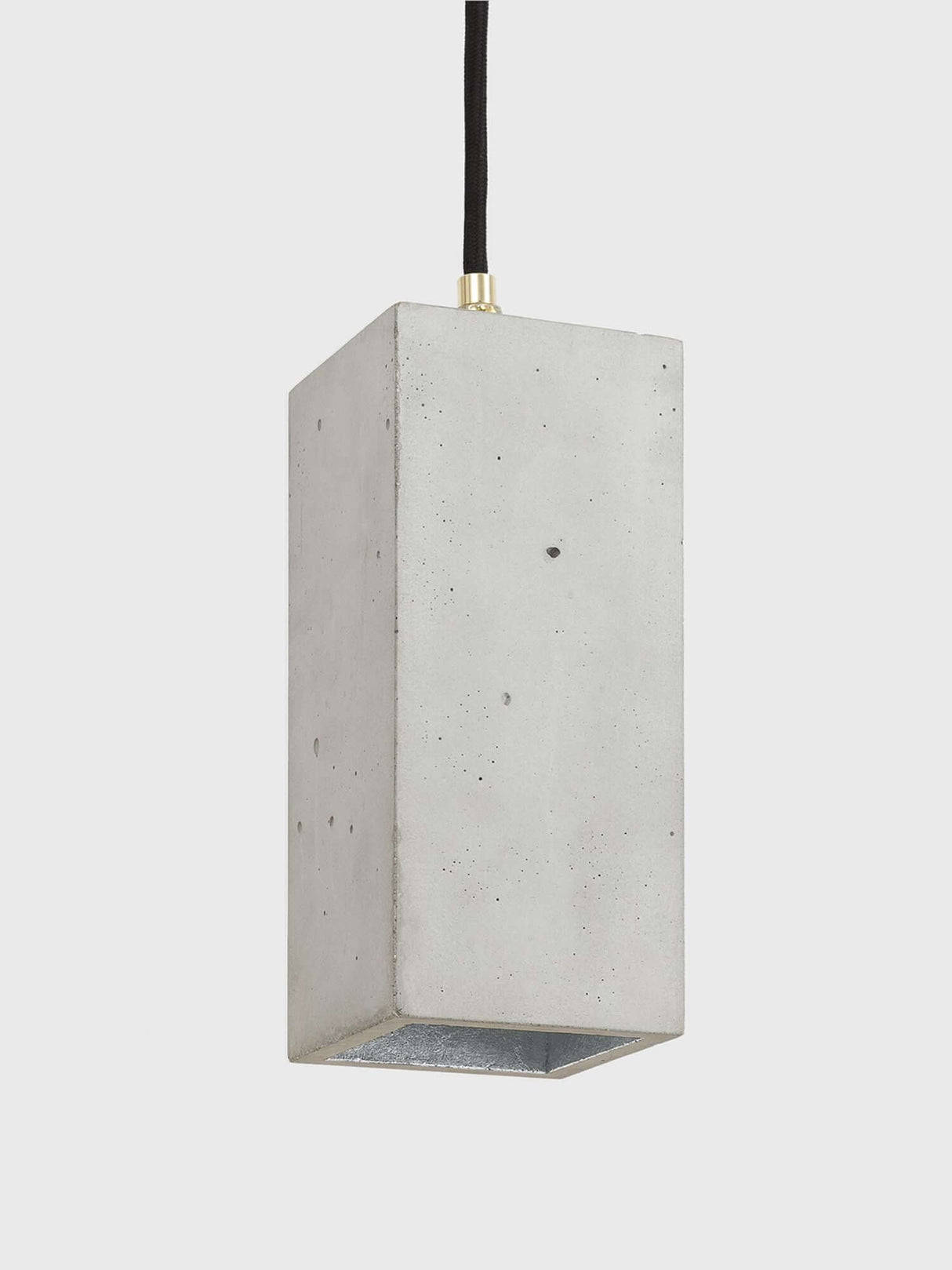 Gantlights B2 Pendelleuchte Rechteckig aus hellem Beton mit goldfarbener Innenbeschichtung, moderne Designer-Hängelampe 23x10x10 cm