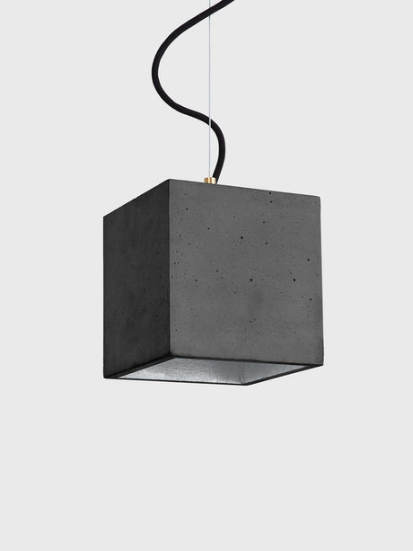 Gantlights B5 Beton Hängeleuchte aus handgefertigtem Beton in kubischer Form mit goldener Innenseite.