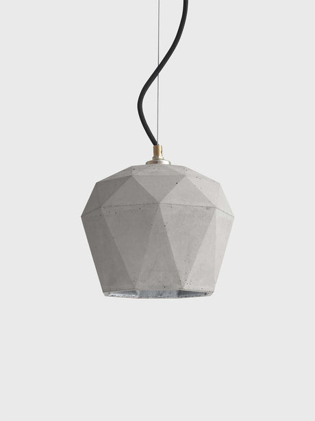 Gantlights T3 Hängelampe aus Beton in geometrischem Design aus Beton mit goldener Innenseite.