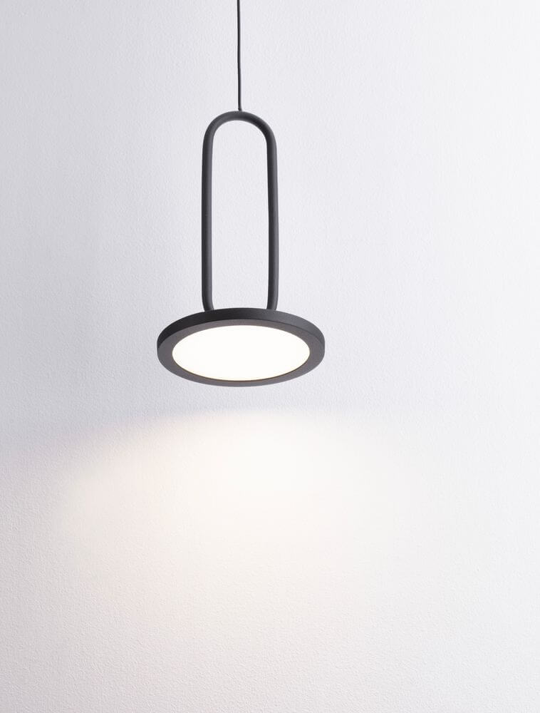 Gea LED Pendelleuchte Ø 13cm 3000K Baldachin Hoch Schwarz, moderne Hängeleuchte in schickem Schwarz