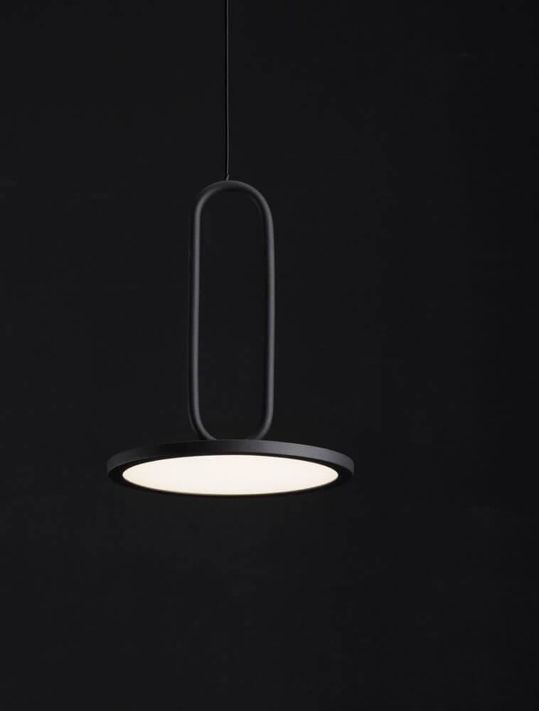 Gea LED Pendelleuchte Ø 17,5cm 3000K Baldachin Flach Schwarz in elegantem Design
