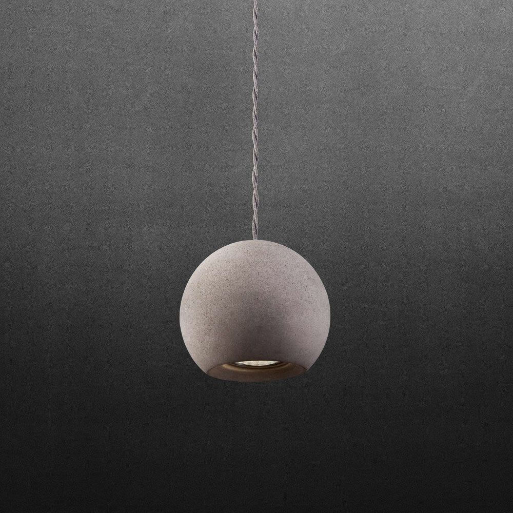 Geo Beton-Pendelleuchte Ø 12,5cm Kugelform GU10 in schlichter, moderner Betonoptik.