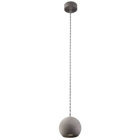 Geo beton pendel Ø 12,5 cm kugleformet GU10 med massiv beton og snoet kabel.