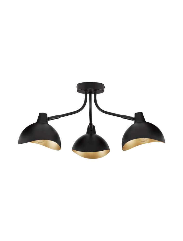 Lampe de plafond geti 3 flammes Ø 18 cm noir, or