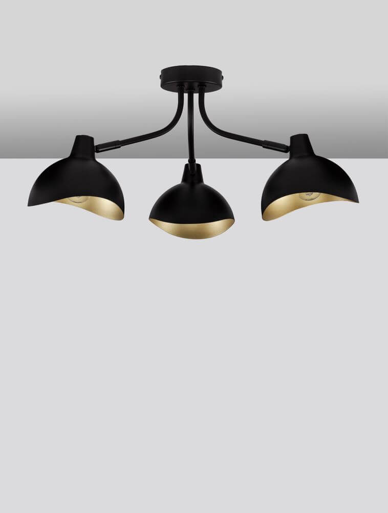 Lampe de plafond geti 3 flammes Ø 18 cm noir, or