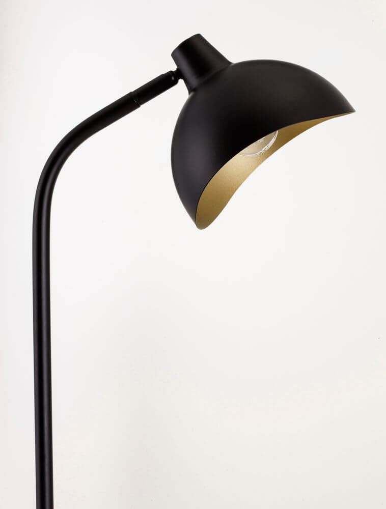 Geti Stehlampe Schwarz, Gold aus Metall mit mattschwarzem Äußeren und gold-mattem Inneren