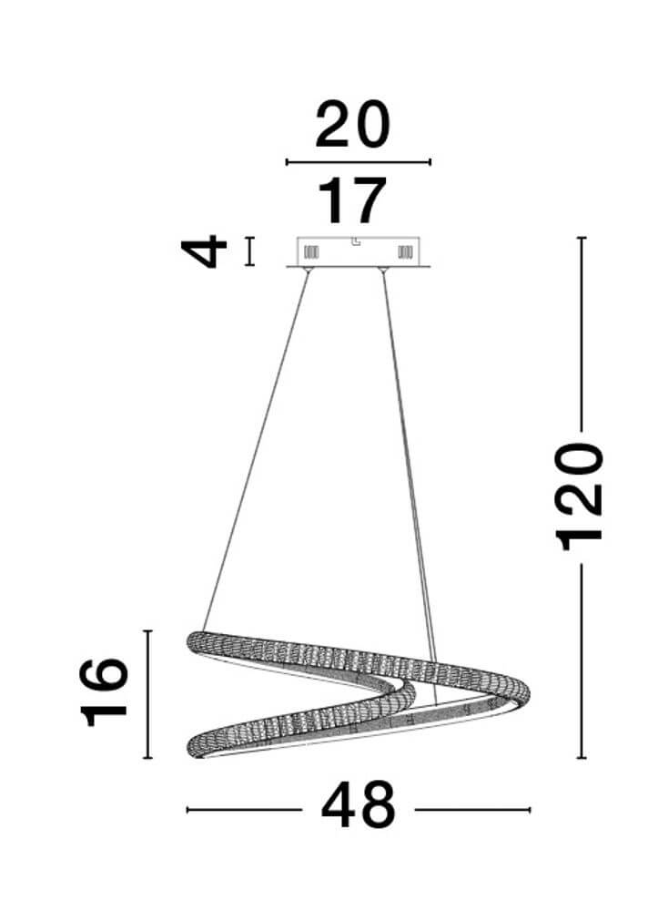 Ginevra LED Pendelleuchte Ø 48cm 3000K Schwarz - technische Zeichnung mit Maßen.