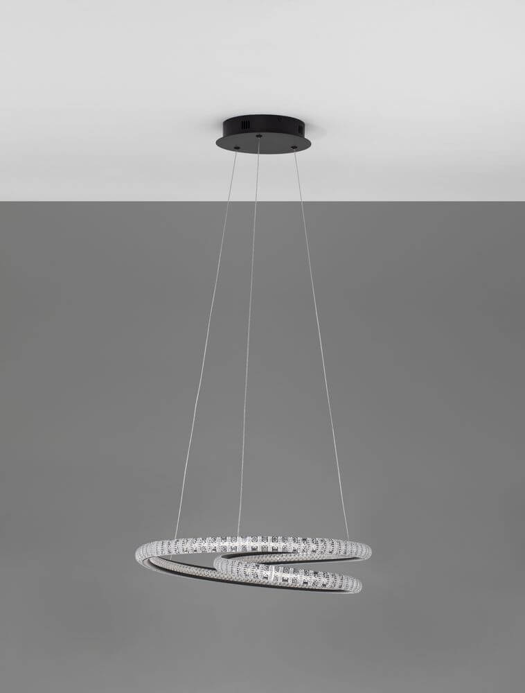 Ginevra LED Pendelleuchte Ø 48cm 3000K Schwarz mit modernem Design und eleganter Beleuchtung im Raum.
