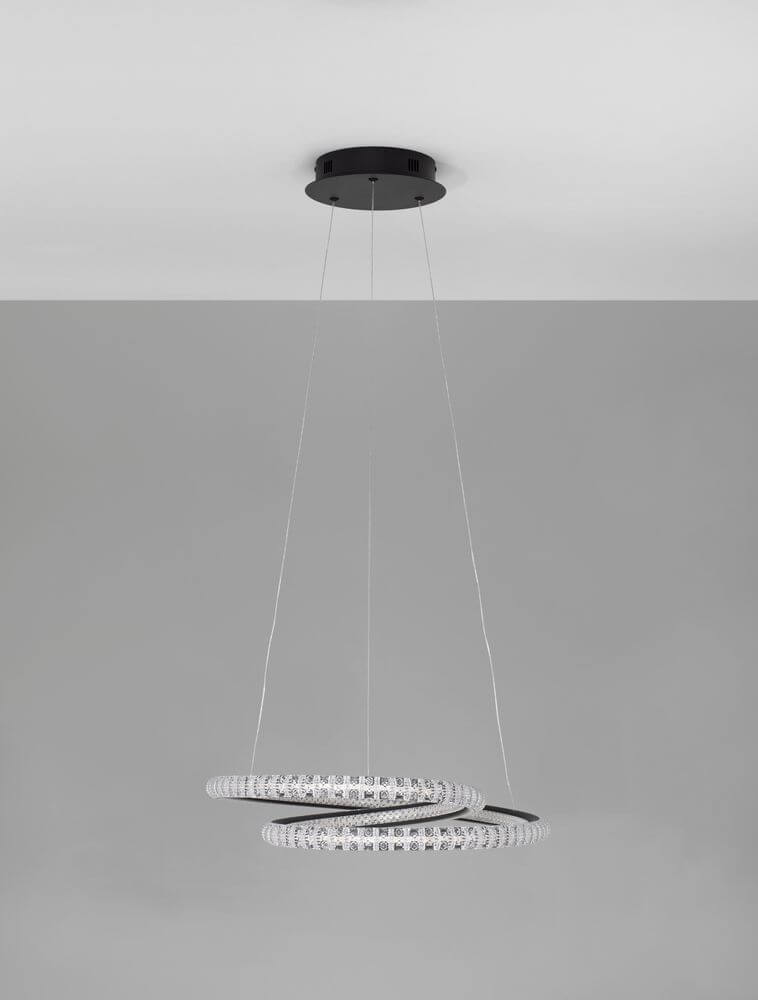 Ginevra LED Pendelleuchte Ø 48cm 3000K Schwarz in modernem Design mit elegantem Lichtspender
