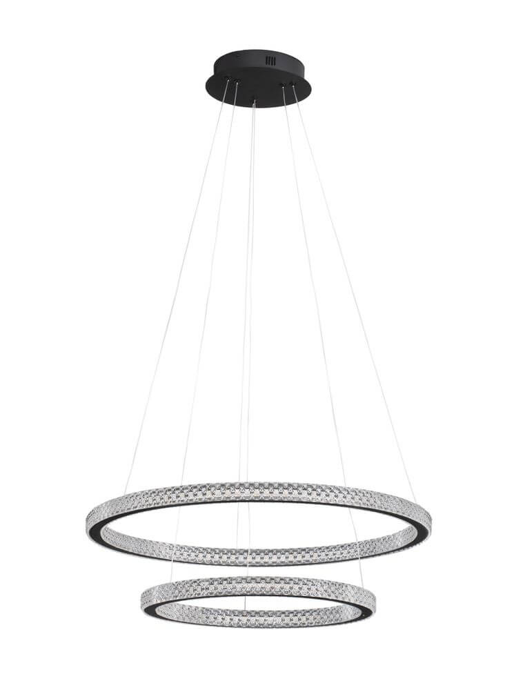 Ginevra LED Pendelleuchte 2-flammig Ø 60,5cm 3000K Schwarz in eleganten Ringen mit hochwertigem Design.