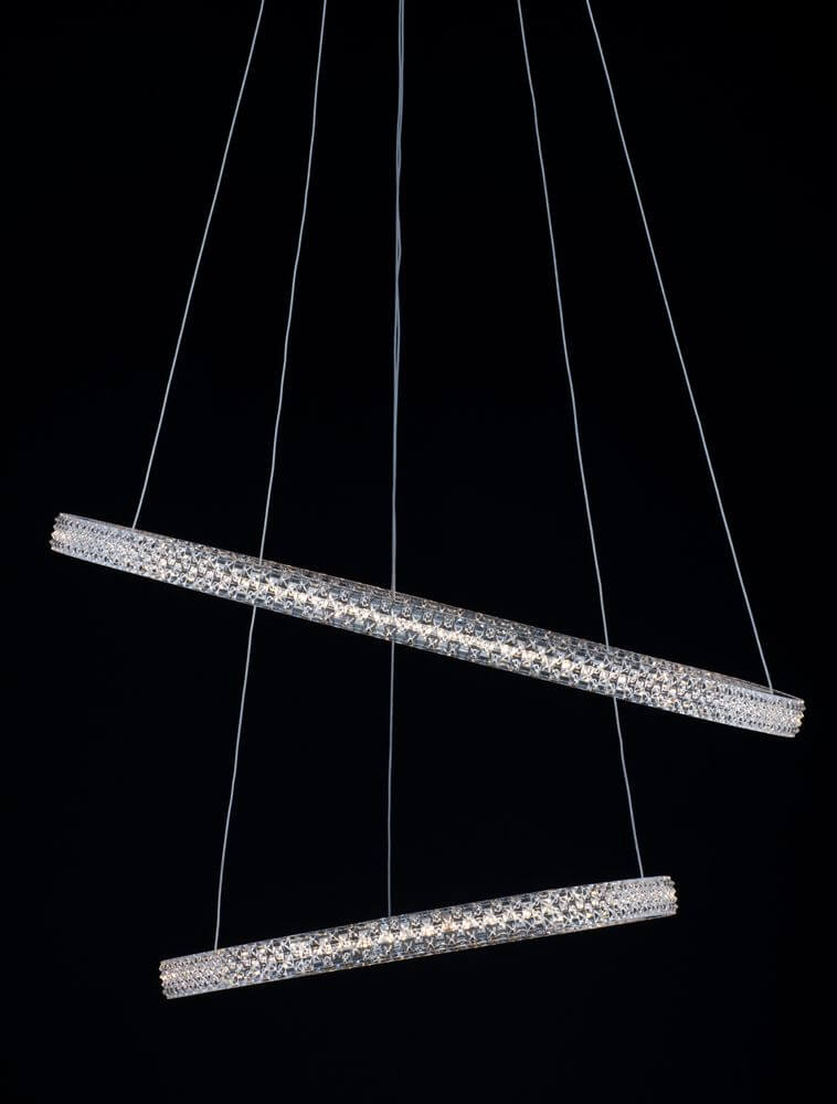 Ginevra LED Pendelleuchte 2-flammig Ø 60,5cm 3000K Schwarz, moderne Designerlampenschirme in schwebender Anordnung.
