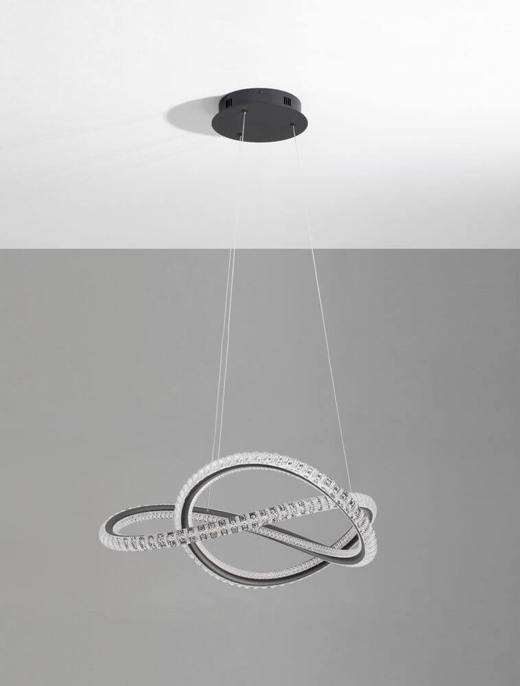 Ginevra LED Pendelleuchte Verknotet Ø 58cm 3000K Schwarz in eleganter Form und zeitlosem Design.