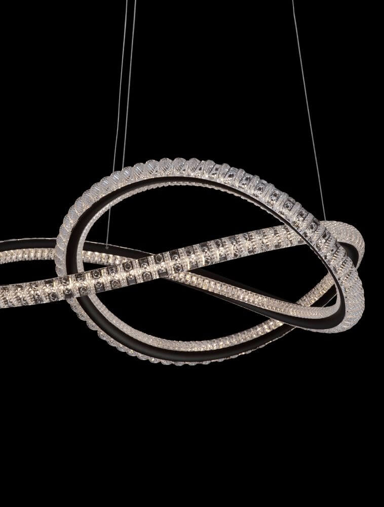 Ginevra LED Pendelleuchte Verknotet Ø 58cm 3000K Schwarz mit dekorativem Design und intensivem Licht.